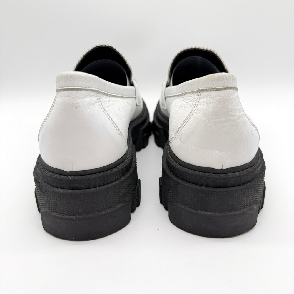 SILENT D Coralie Chunky Loafers Women 40 White Lug Sole Heel Leather Penny - Picture 3 of 14